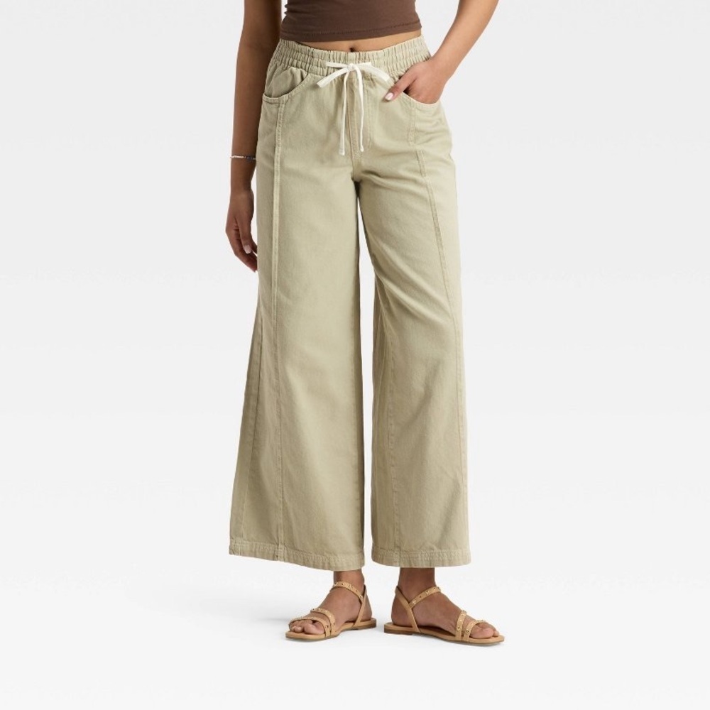 High-Rise Drawstring Wide Leg Relaxed Fit Universal Thread™
Khaki Green new